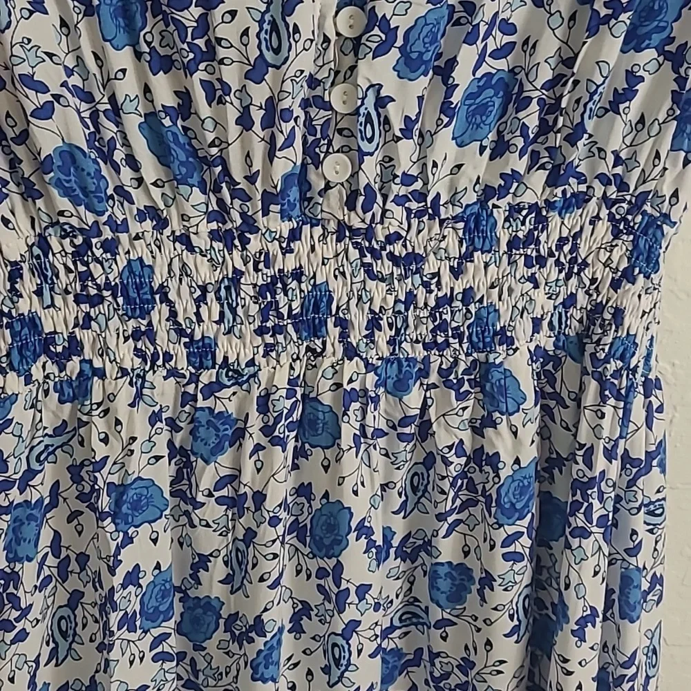 Abel the Label Wild Bloom Tiered Flowy Boho Floral Maxi Blue Floral Size M - Picture 3 of 9
